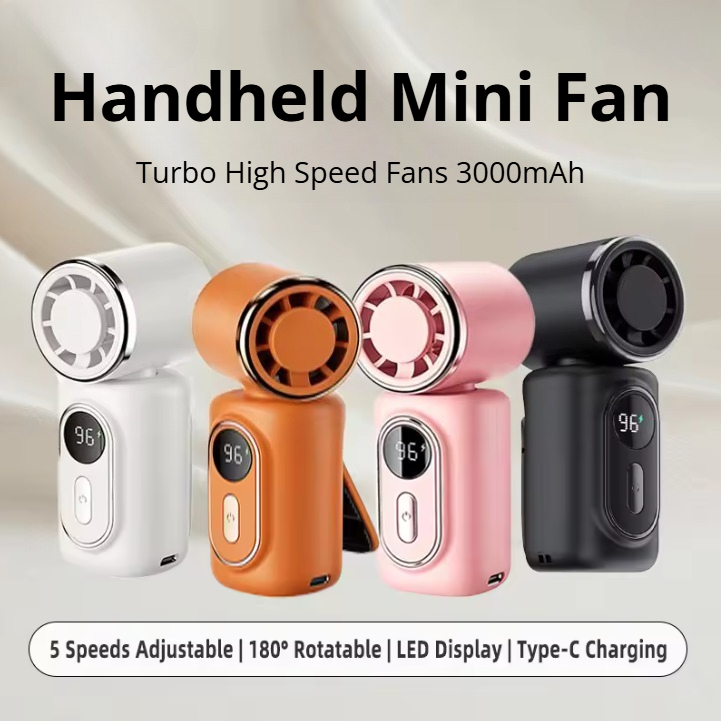 Oscillating Fan Clip - พัดลมพกพาขนาดเล็ก พัดลมมือถือ 5 ระดับความเร็ว 3000mAh ชาร์จ