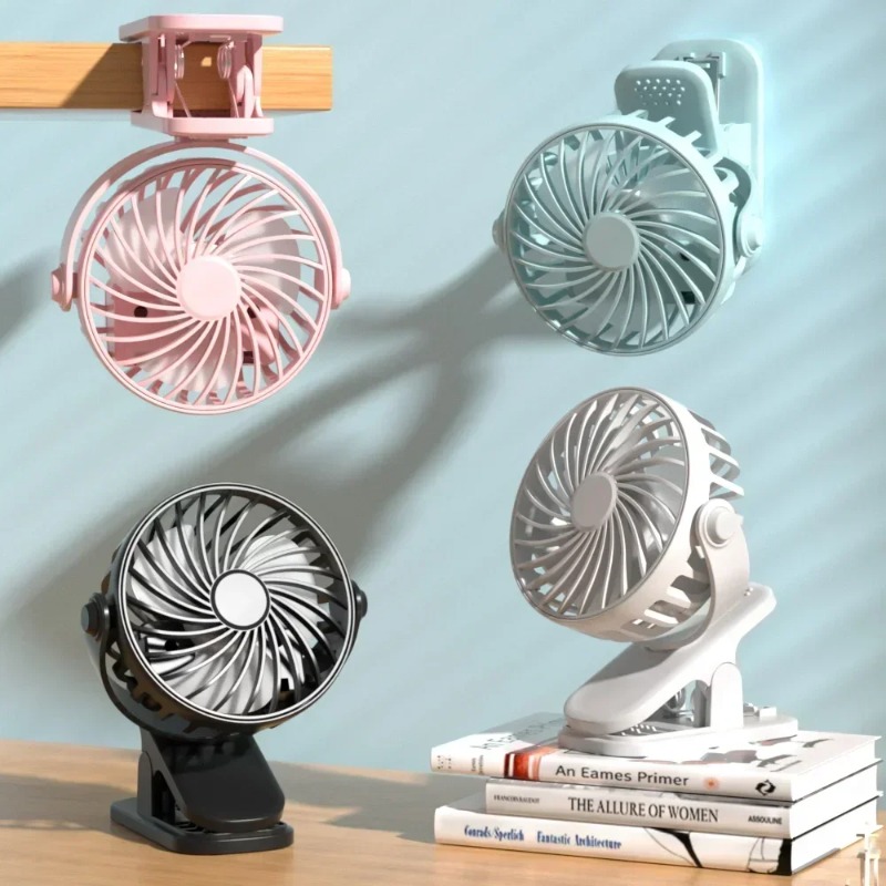 Oscillating Fan Clip - พัดลมแบบคลิปพกพา พัดลมตั้งโต๊ะ USB 3 ระดับความเร็ว ลมเงียบ