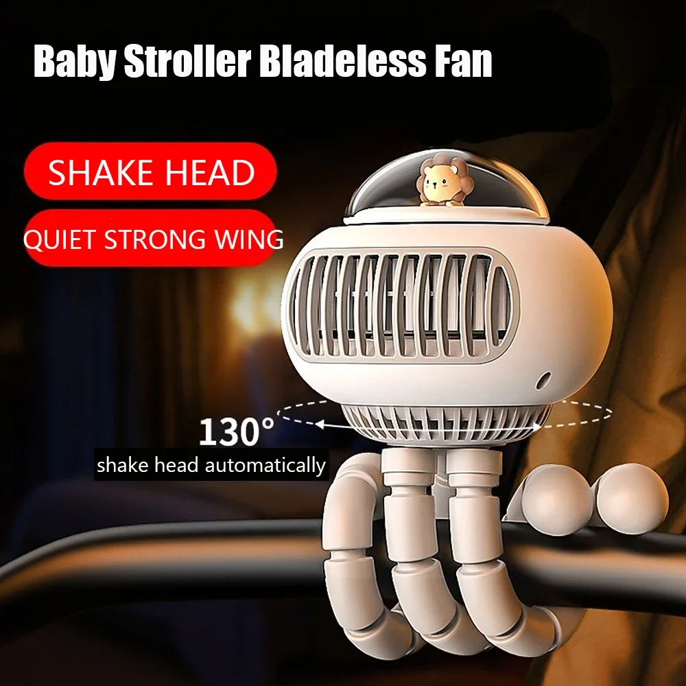 Oscillating Fan Clip - พัดลมติดรถเข็นเด็กขนาดเล็ก, พัดลมส่ายอัตโนมัติ, พัดลมพกพาแบบใช้แบตเตอรี่ 1200mAh, พัดลมแบบหนีบขาตั้งกล้อง 3