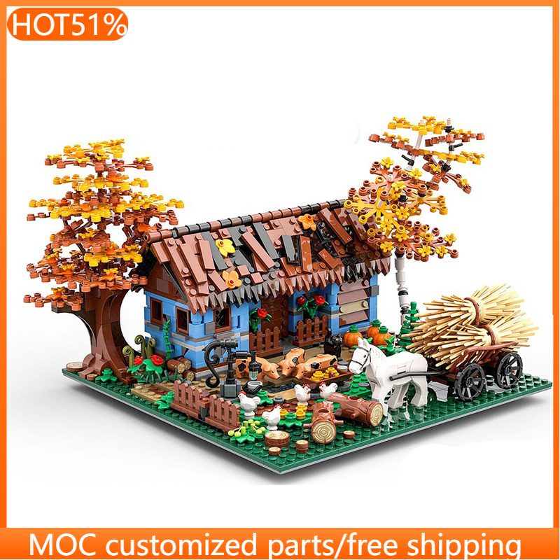 Urban Farming Design - 1120 ชิ้น บ้านไร่โบราณในเมือง MOC ชุดตัวต่อแบบโมดูลาร์ ดีไซน์ยอดนิยม