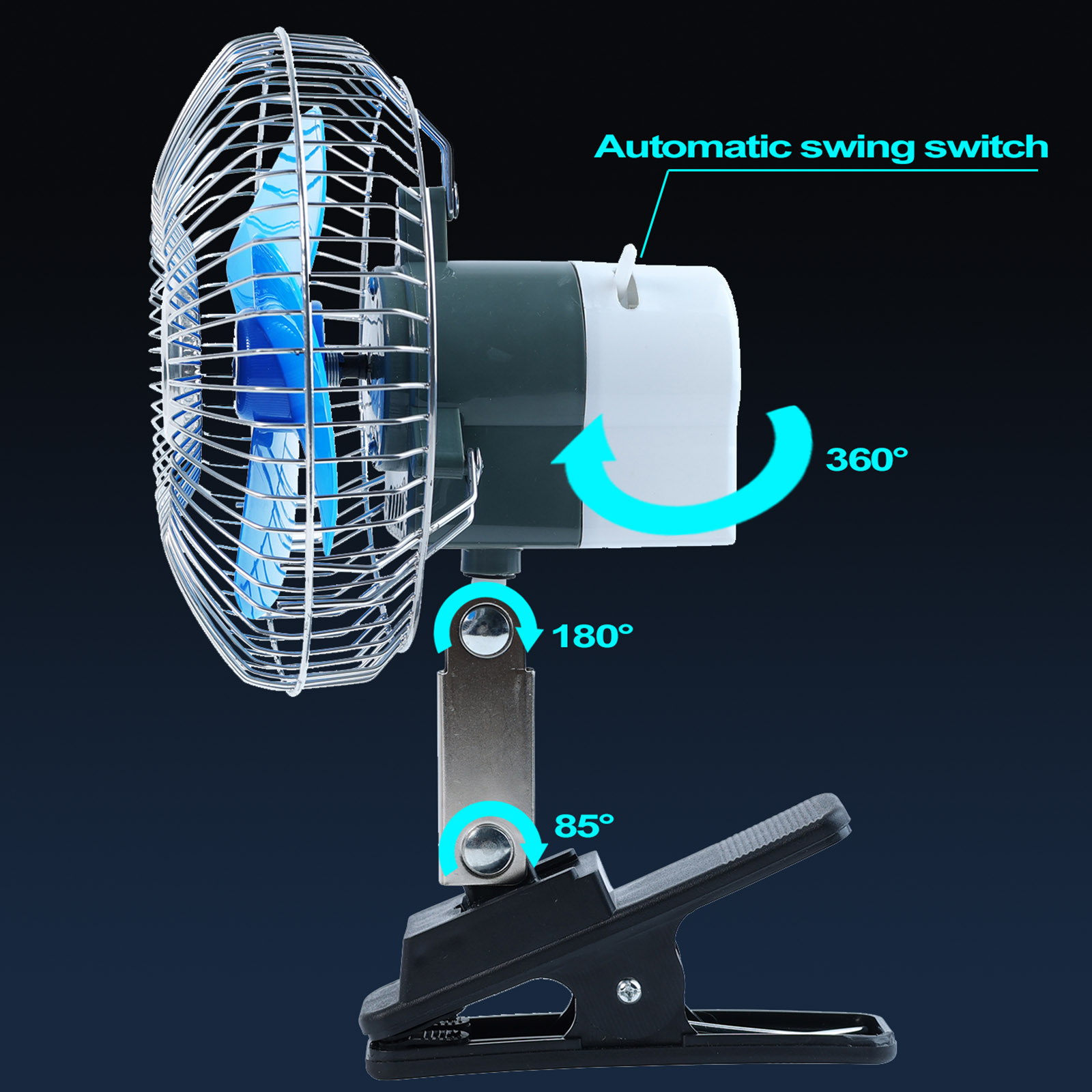 พัดลมแบบหมุนได้ขนาด12V 6นิ้ว,  - Oscillating Fan Clip บทวิจารณ์และราคา