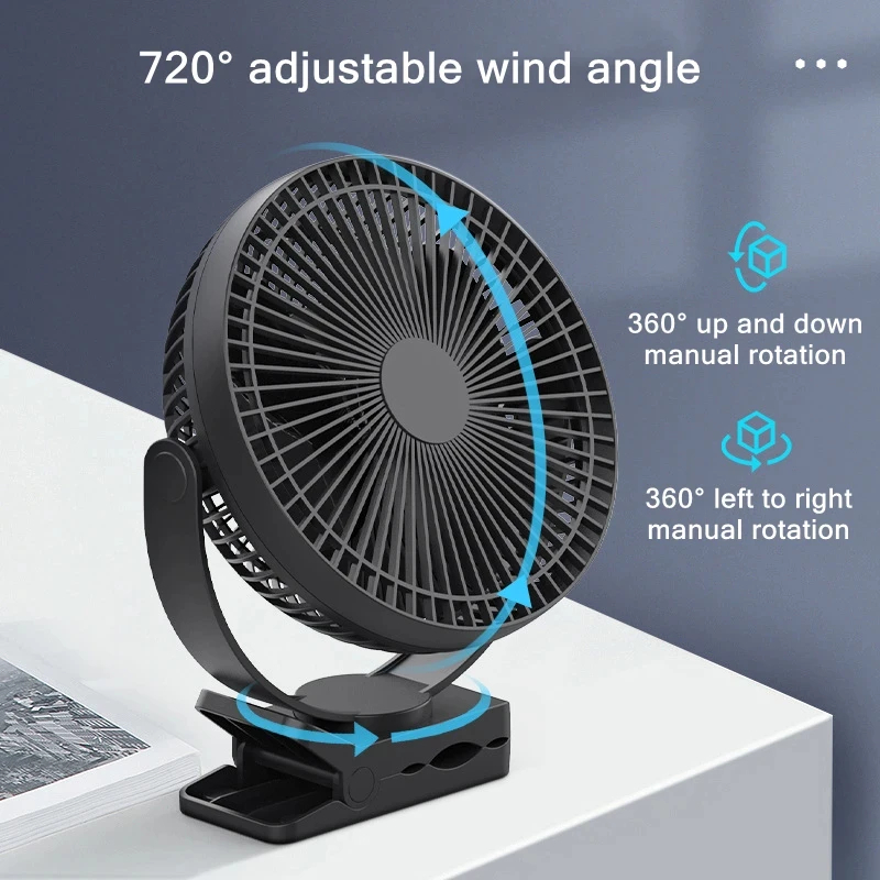 พัดลมไฟฟ้าไร้สายแบบพกพา ชาร์จผ - Oscillating Fan Clip บทวิจารณ์และราคา