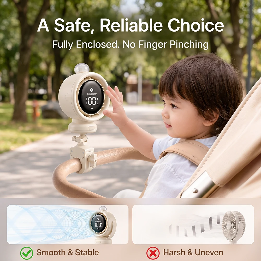 พัดลมแบบพกพาสำหรับรถเข็นเด็ก ร - Oscillating Fan Clip บทวิจารณ์และราคา